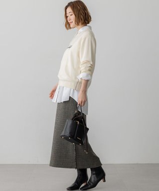 23区 S 【GLOW10月号掲載/洗える】ツイーディーカラーミックス  Iライン スカート ブラウンチェック