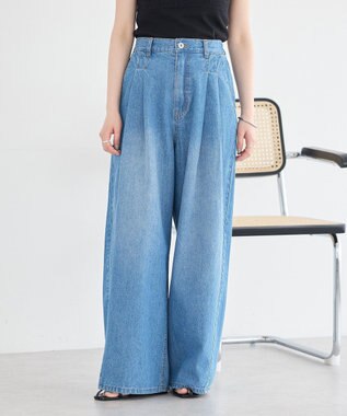 earth music&ecology イージータックワイドデニム Light Indigo