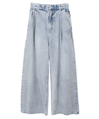 earth music&ecology ワンポイントロゴ刺繍デニムパンツ Light Indigo