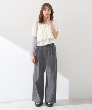 earth music&ecology ワンポイントロゴ刺繍デニムパンツ Black