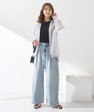 earth music&ecology ワンポイントロゴ刺繍デニムパンツ Light Indigo