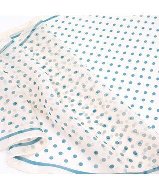 Marca ＜洗えるシルク＞ドット 菱形スカーフ Marcaオリジナル ウォッシャブルシルクローン オフホワイト×ブルーグリーン