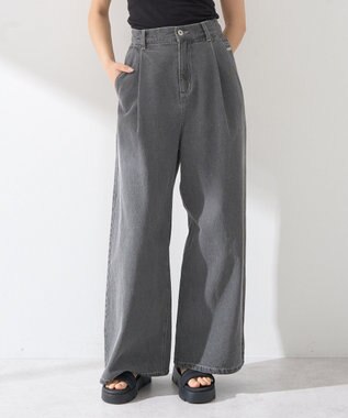 earth music&ecology ワンポイントロゴ刺繍デニムパンツ Black