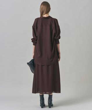 ICB L 【洗える】 シアービエラ デザインシャツ ダークブラウン系