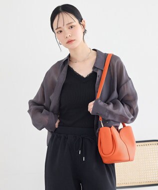 earth music&ecology 【WEB限定】シアーショートシャツ Charcoal Gray