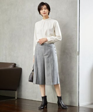J.PRESS LADIES シャンブレーツイル キュロット パンツ ライトグレー系