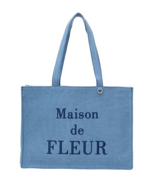 Maison de FLEUR デニムブランドロゴ刺繍トートバッグ Light Indigo