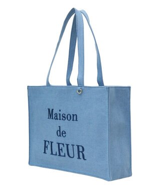 Maison de FLEUR デニムブランドロゴ刺繍トートバッグ Light Indigo