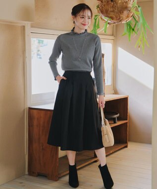 Tiaclasse 【安田美沙子さん着用・選べる2type・洗える】 フリルニットトップス フリル襟：チャコール