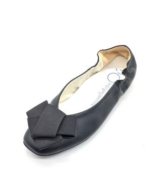 nouvelleRobe Oū サイズ追加【本革・高反発】Big Ribbon スクエアトゥ パンプス ブラック系