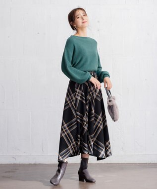 ANY 【洗える】カシミヤブレンドガーターニット グリーン