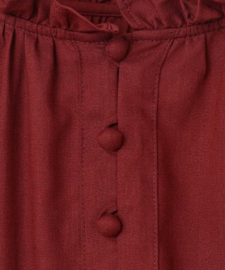 23区 【SLOW/一部店舗限定】テンセルコットンジョーゼット ギャザー ブラウス ワイン系