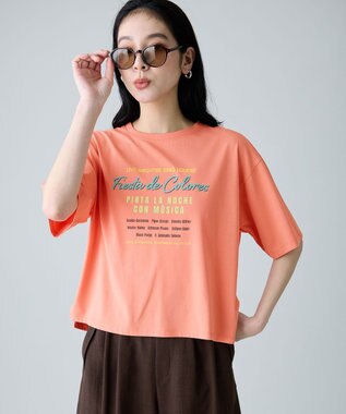 ANY ANYファンクションロゴTシャツ コーラルオレンジ