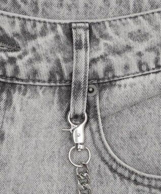 WEGO 【ユニセックス着用ITEM】チェーン付きスーパーバギーデニムショーツ グレー