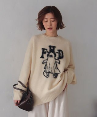 WEGO 【ユニセックス着用ITEM/MLサイズ展開/25年秋冬新作】ファジーグラフィックプルオーバー ホワイトその他