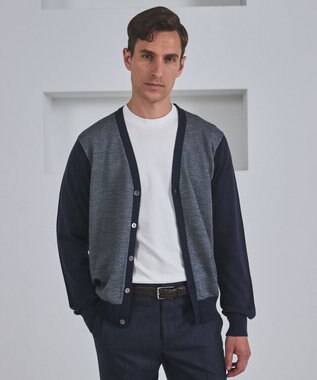 体温調整に【洗える/チクチクしにくい/ピリングしにくい】イタリア糸 ハイゲージ カーディガン_WOOL100%