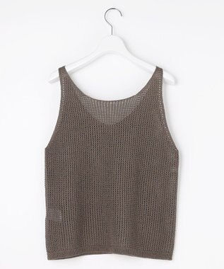 自由区 ペーパーコットンメッシュ ベスト ブラウン