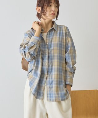 AMERICAN HOLIC 【イージーケア】　チェックバックタックシャツ Blue