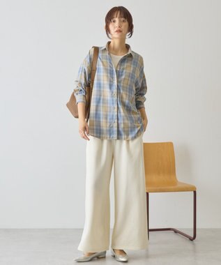 AMERICAN HOLIC 【イージーケア】　チェックバックタックシャツ Blue