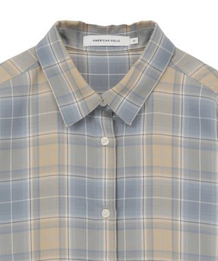 AMERICAN HOLIC 【イージーケア】　チェックバックタックシャツ Blue