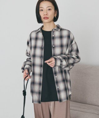 AMERICAN HOLIC 【イージーケア】　チェックバックタックシャツ Black