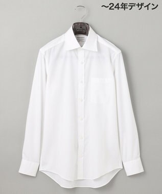 GOTAIRIKU 【形態安定】PREMIUMPLEATS_セミワイドカラー _織柄_通年ドレスシャツ(25年秋冬モデル) ホワイト系(折柄/ドビーストライプ)
