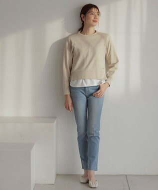J.PRESS LADIES S 【洗える】BASIC STRETCH DENIM スキニー パンツ ブリーチ系