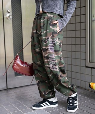 WEGO 【ウエストゴム】ラインストーンロゴスウェットパンツ 柄1