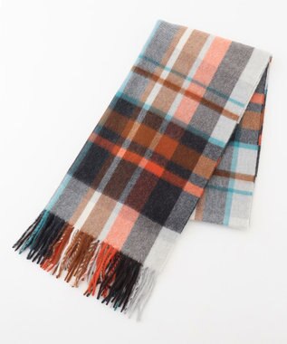 J.PRESS LADIES カシミヤチェック マフラー オレンジ系