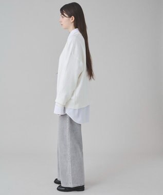 WEGO 【ユニセックス着用ITEM/SMLサイズ展開】アクセ付きワンポイントニットプルオーバー オフホワイト