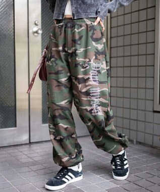 WEGO 【ウエストゴム】ラインストーンロゴスウェットパンツ 柄1