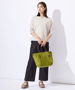 J.PRESS LADIES S 【洗える】ハイパワーデニムツイル ワイド パンツ ブラック系