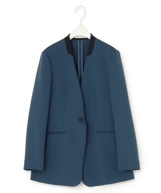 ICB トリプルクロスツイル ノーカラージャケット ブルー サルートブルー 洗える】トリプルクロスツイル ノーカラージャケット / ICB