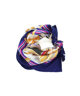 Marca ＜秋の新作！＞【 Marcaオリジナル】ボヤージュ 大判 シルクツイル スカーフ ネイビー