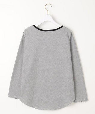 ANY SIS ロゴ刺繍 カットソー オフ×ブラックボーダー