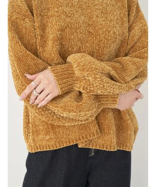 earth music&ecology シャイニーベロアモールプルオーバー Mustard