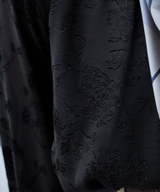 Tiaclasse 【洗える】フラワージャガードブラウス ブラック