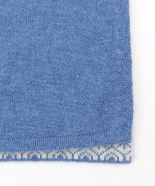 MOONBAT 【カシミヤ100%】両面使える ニットジャガードマフラー サックスブルー