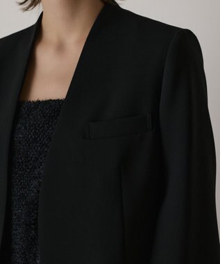 GRACE CONTINENTAL ダブルクロスノーカラージャケット ブラック