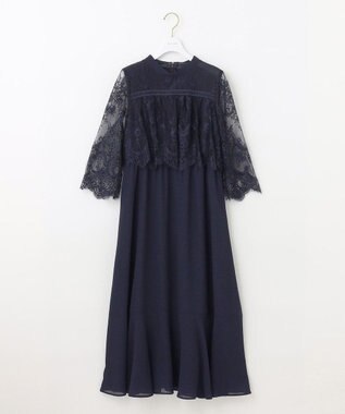 ANY SIS 【洗える】レーシーケープ ドレス ネイビー