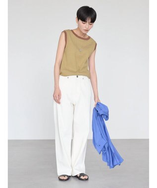 AMERICAN HOLIC ミジンボーダーノースリーブカットプルオーバー Brown