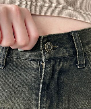 WEGO ヴィンテージウォッシュサイドカットデニムパンツ ブラック