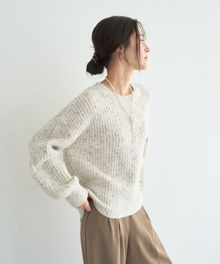 YECCA VECCA ラメMIX畦編みニット Ivory