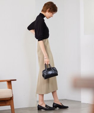 ICB 【洗える】 ウールアセテートハイゲージ ハイネックプルオーバー ブラック系