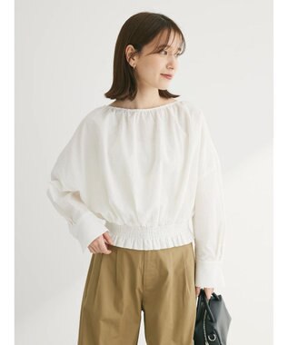 Green Parks 裾シャーリングブラウス Off White