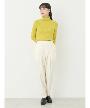 earth music&ecology やわらかタッチリブタートルネックプルオーバー Lime Green