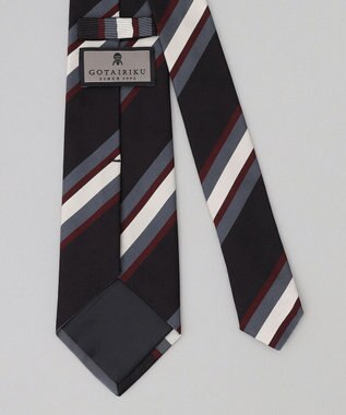 GOTAIRIKU GOTAIRIKU別注【MANTERO/マンテロ】ネクタイ_レジメンタル ブラック×グレー×ホワイト×ボルドー