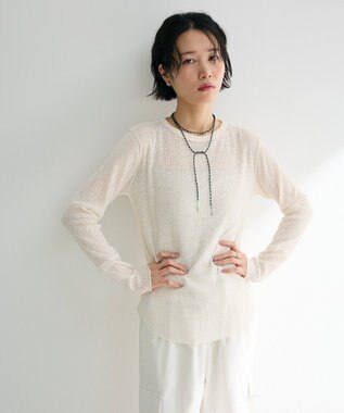 Green Parks シアーワッフルプルオーバー Ecru