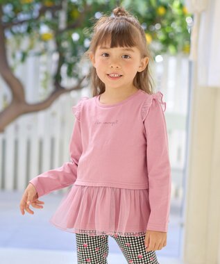 ANY KIDS 裾チュール 長袖 Tシャツ ピンク