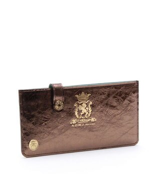 A.D.M.J. 【牛革】イタリアンレザークラックメタルスリムウォレット